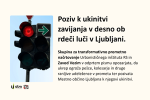 Slika: Odprto pismo za MOL: Poziv k ukinitvi zavijanja v desno ob rdeči luči v Ljubljani